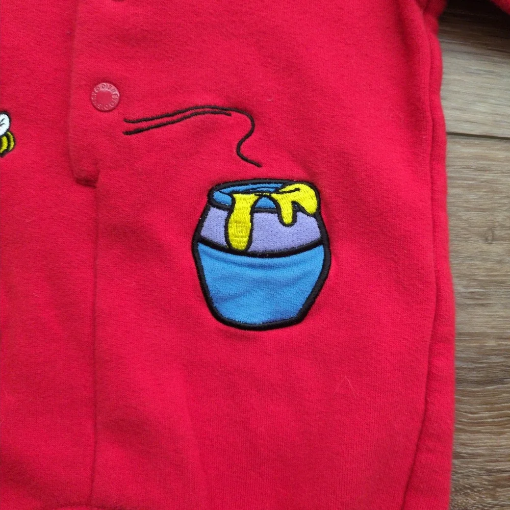 Vtg 90s Disneyland Resort Winnie the Pooh Romper One Piece Red Embroidered 6 Mo.